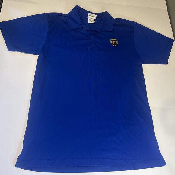 UPS Collared Blue Shirt Size M - 100% Polyester Button Up - Picture 1 of 4